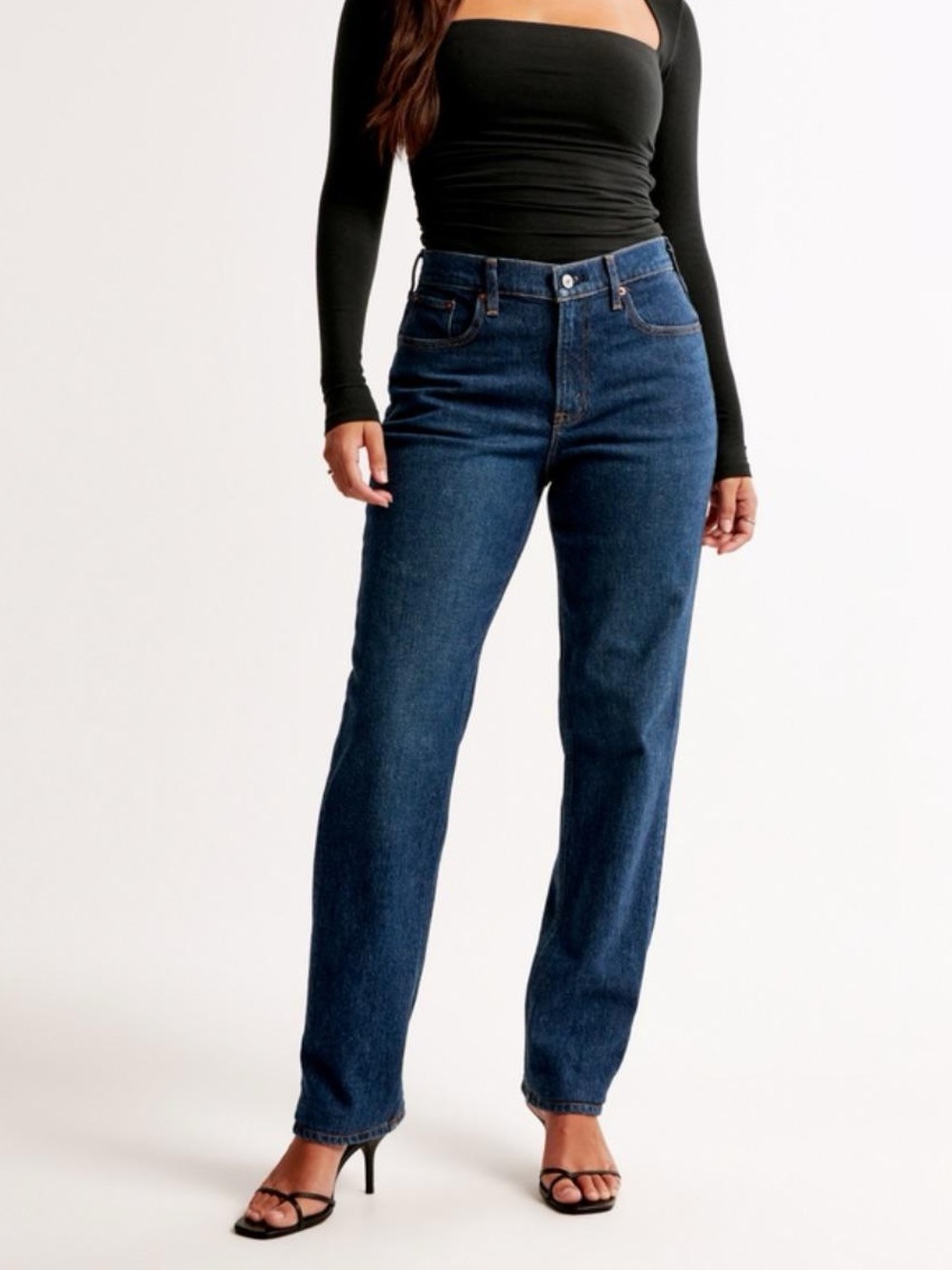 Abercrombie & Fitch Women's Straight Leg Jeans - Dark Blue Denim